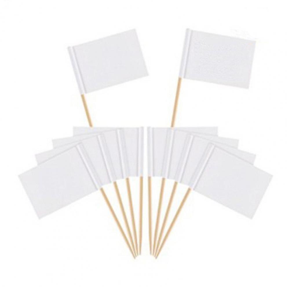 Mini drapeau blanc attrayant pour gâteau, 2 couleurs, 100 pièces/ensemble, décoration de fête