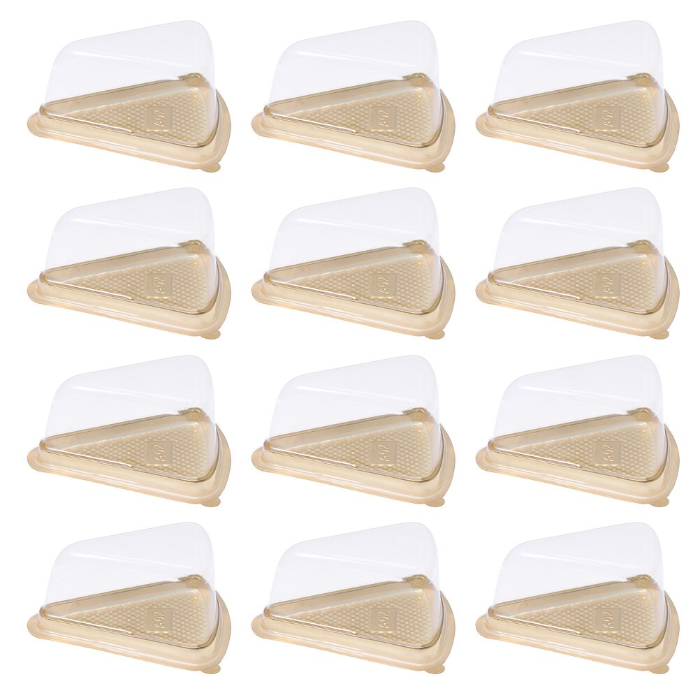 100pcs Transparent Triangle Mousse Cake Boxes Single Cupcake Container: 14x11x7.5cm