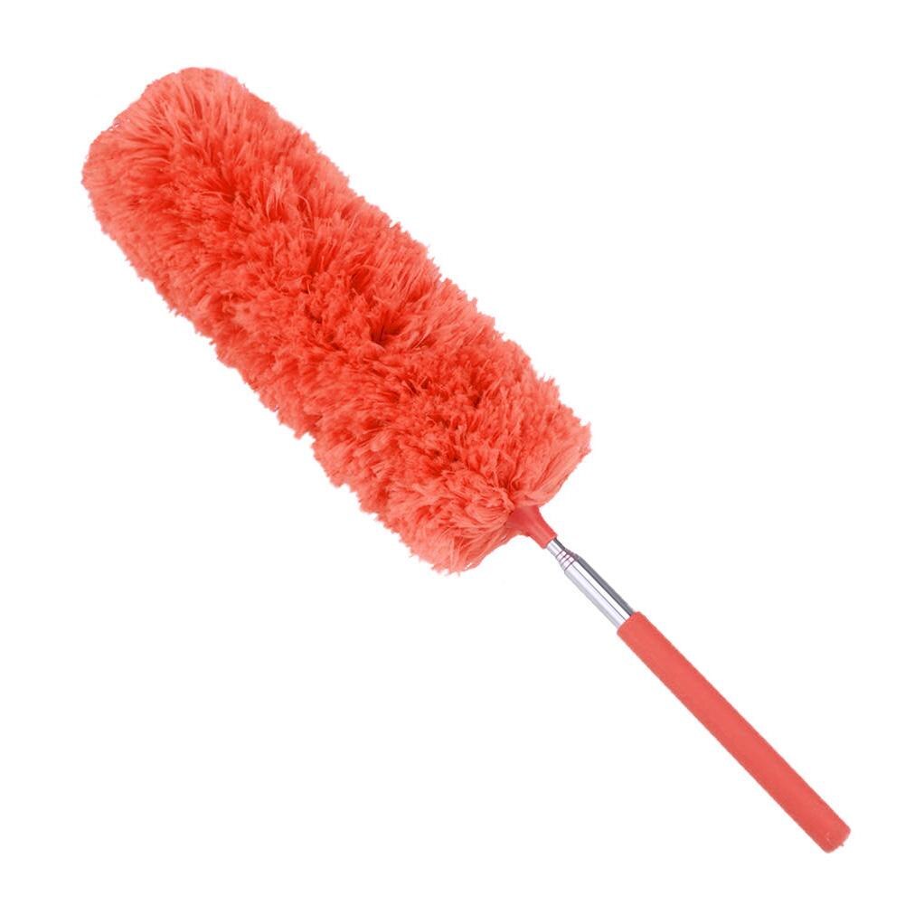 Stofborstel voor huishoudelijk gebruik, verstelbare rek, microvezelstofborstel, schoonmaakaccessoires voor meubels en airconditioning: Oranje