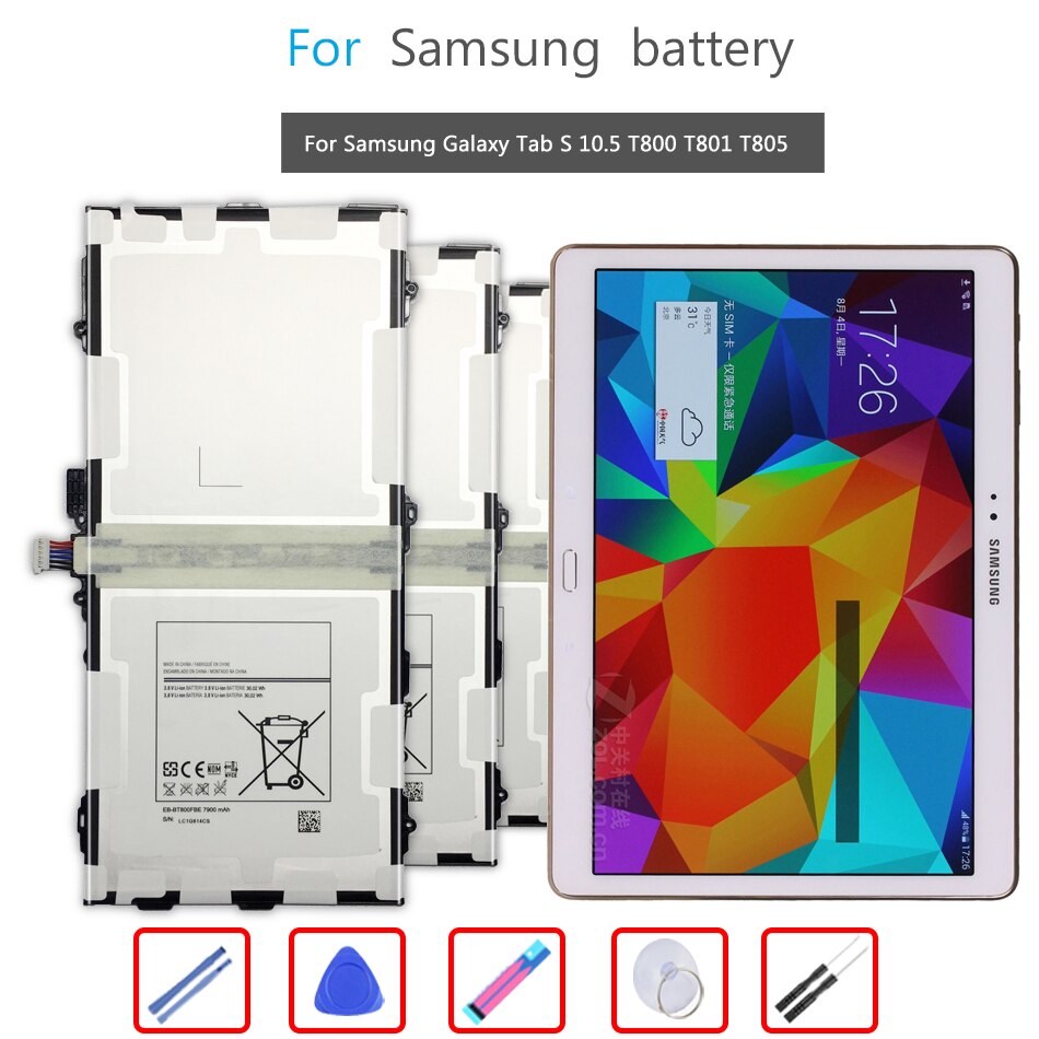 Tablet Li-Polymer Battery For Samsung Galaxy Tab S 10.5 SM T800 T801 T805 SM-T800 SM-T810 Battery 7900mAh EB-BT800FBE