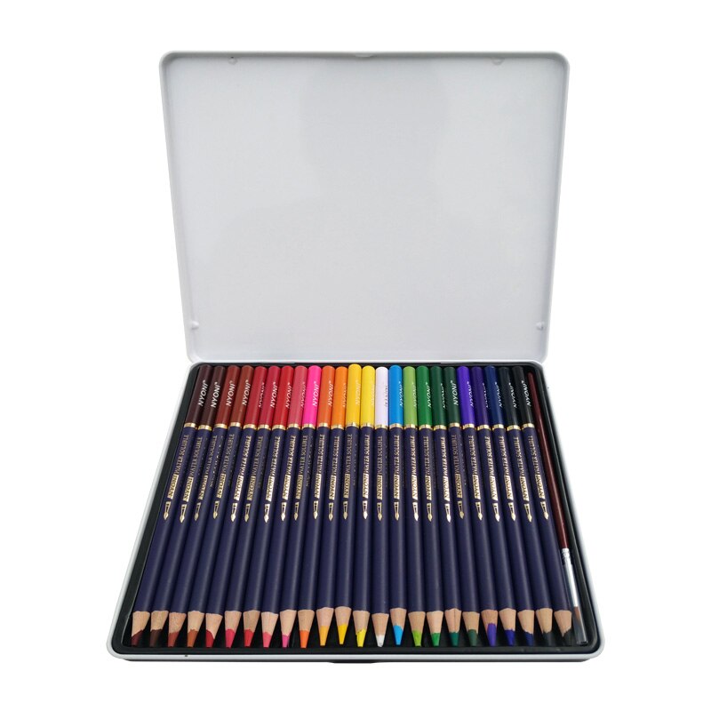 Lápis de aquarela 72 core macio, lápis de cor profissional solúvel em água, para materiais de arte, 12, 24, 36, 48, 150: 24 Colors Set