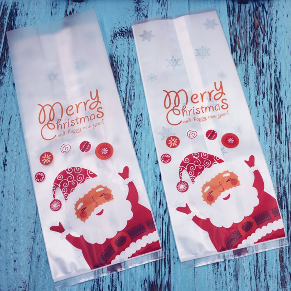 50/100 Pcs Kraft Paper Bag Envelope Biscuit Packaging Box White Christmas Toss Ball Santa Cookie Bag Flat Pocket Pastry Bag