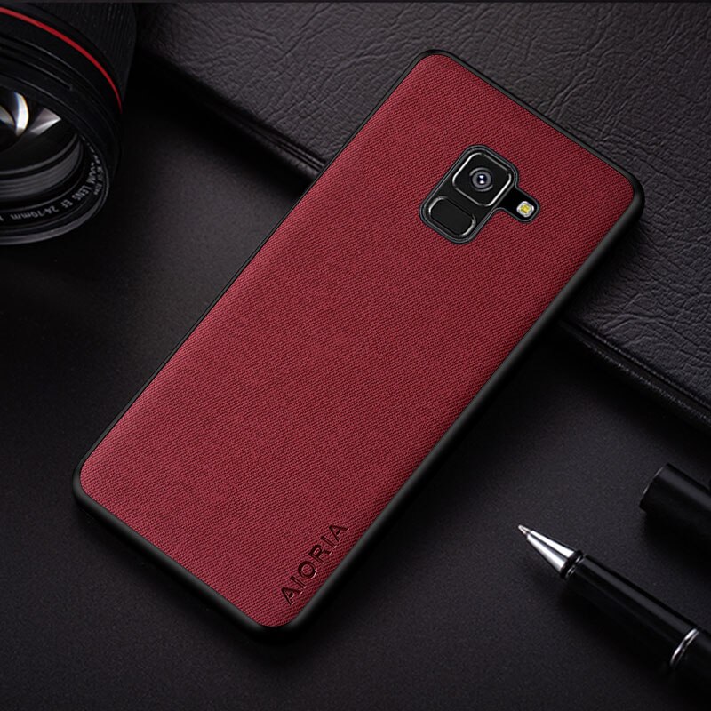 Hülle für samsung Galaxis  a8 a8 Plus, schlicht, stoßfest, leicht, einfarbig, textil-leder-bezug: A8 Plus 2018 (a730) / verrotten