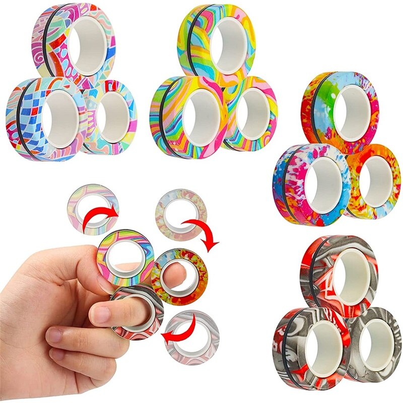 Hot 3 sztuk magnetyczne Spinne Fidget pierścień Spinner magnes zabawki typu Fidget Unzip antystresowy dla dzieci dorosłych magnetyczne pierścienie...