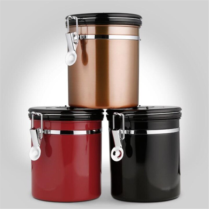 Stainless Steel Airtight Sealed Canister Coffee Flour Sugar Container Holder Can Storage Bottles Jars For Coffee Bean