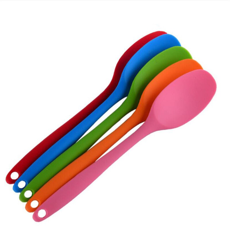 Bunte Silikon Löffel Wärme Beständig Leicht Zu Reinigen Nicht-stick Reis Löffel Hohe Temperatur Löffel Geschirr Utensil Küche Werkzeug
