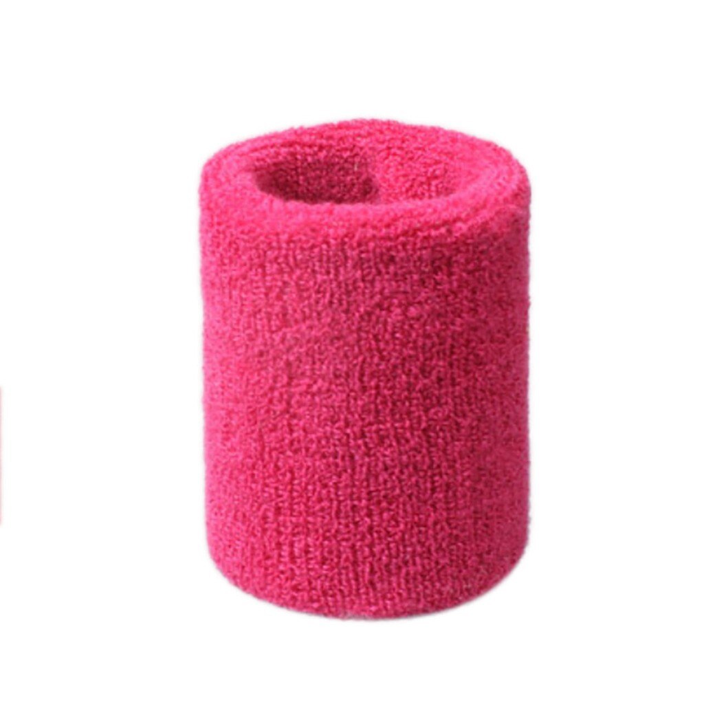 15cm Unisex Cotton Wristbands prevent sweating solid Wrist Band Bands Sweatbands Unisex Sweat Band for Sport Tennis Basketball: Pink