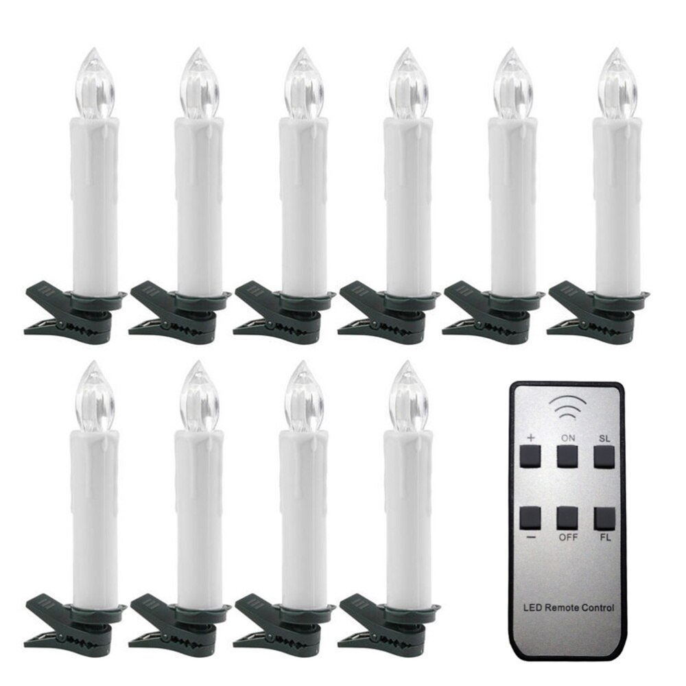 1 Set LED Candles with Clip Outdoor Christmas Indoor Flameless Candle Lights for Christmas Tree Garden Window