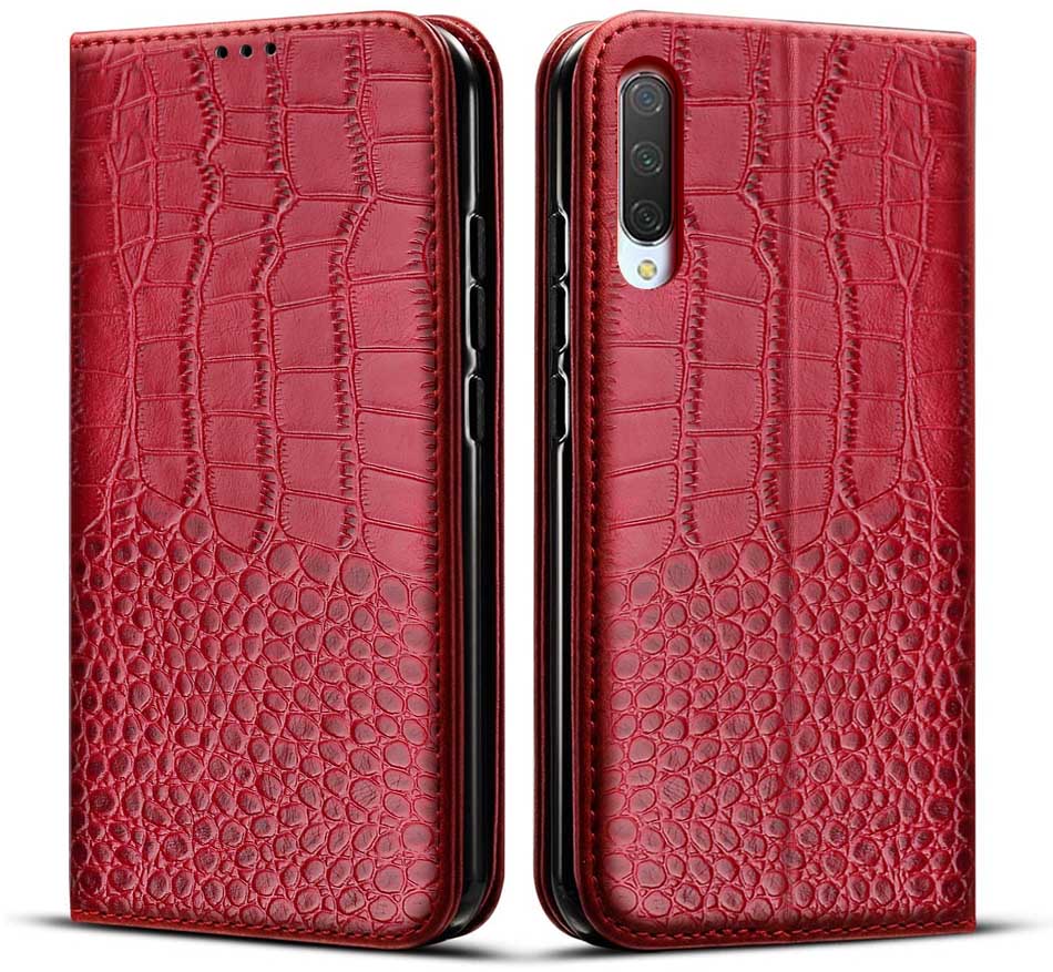 Coque de téléphone à rabat en cuir, étui en Silicone TPU pour Xiaomi Mi 9 SE Mi9SE: For Mi 9 SE / Style 1 Red