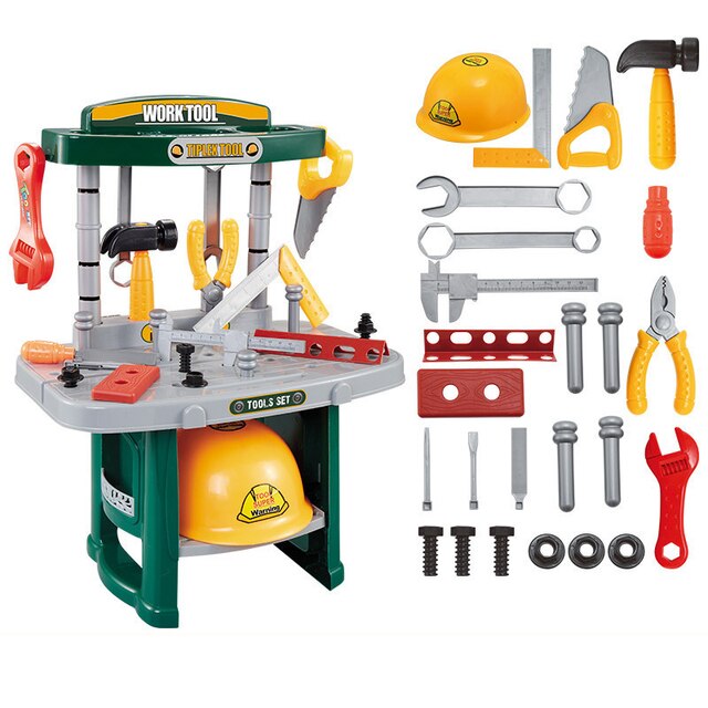 Kids Gereedschap Box Voor Tool Set Speelgoed Ingenieur Multifunctionele Onderhoud Bureau Educatief Intelligentie Pretend Play Kinderen Speelgoed: A1 green in bags