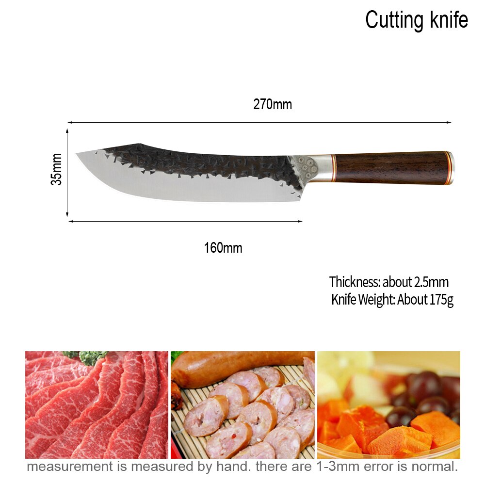 Sowoll couteau de boucher en acier forgé, outils de cuisine de Chef 5 ''6.5'' 7 ''7.5'' 8 ''trancheur serbe Chef survie outils de randonnée: I cutting