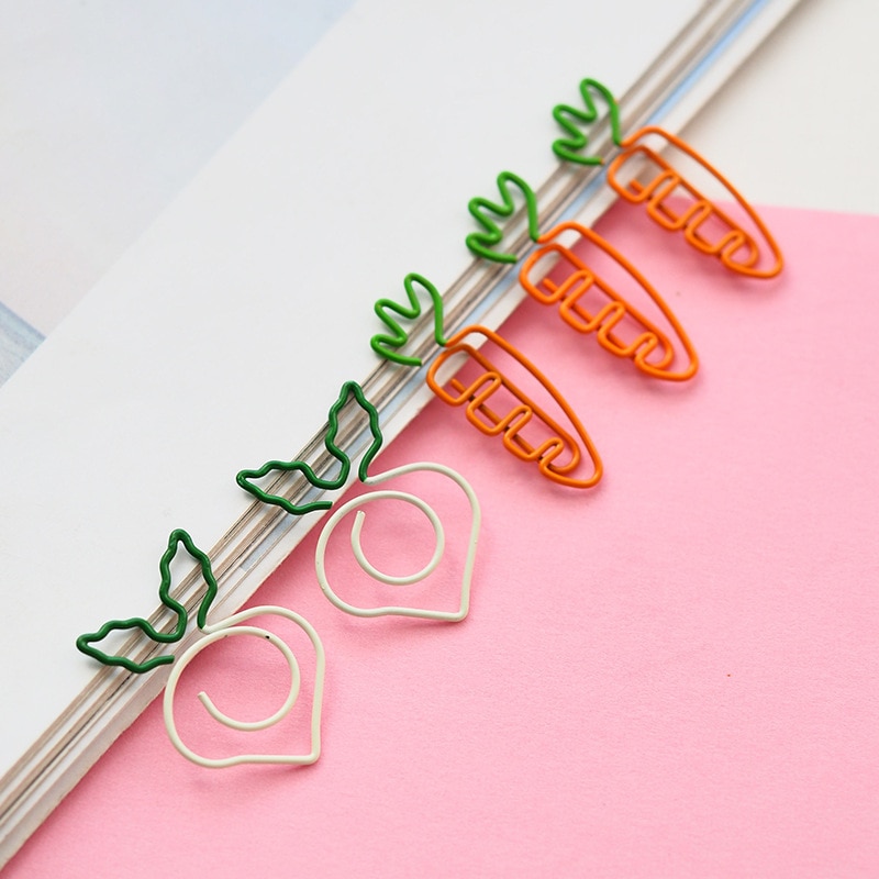 5 pièces Mignon Carotte Trombones Radis Blanc Modélisation Clip Mini Kawaii Signet Trombone Papeterie Bureau Fournitures Scolaires
