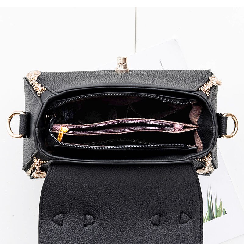 Zoete Dames Handtas Dames Mode Elegante Tas Effen Kleur Bijpassende Kleur Messenger Bags Schoudertas Top