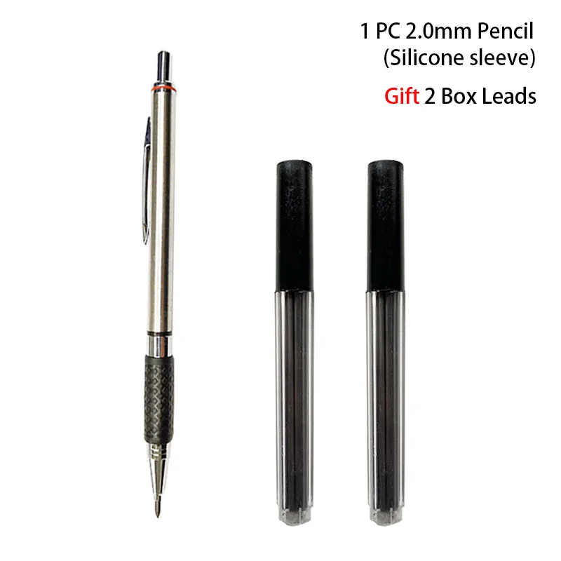 Portaminas de Metal de 0,3/0,5/0,7/0,9/1,3/2,0mm, juego de lápices HB automáticos de dibujo con cables, suministros de arte para escritura escolar y de oficina: Verde