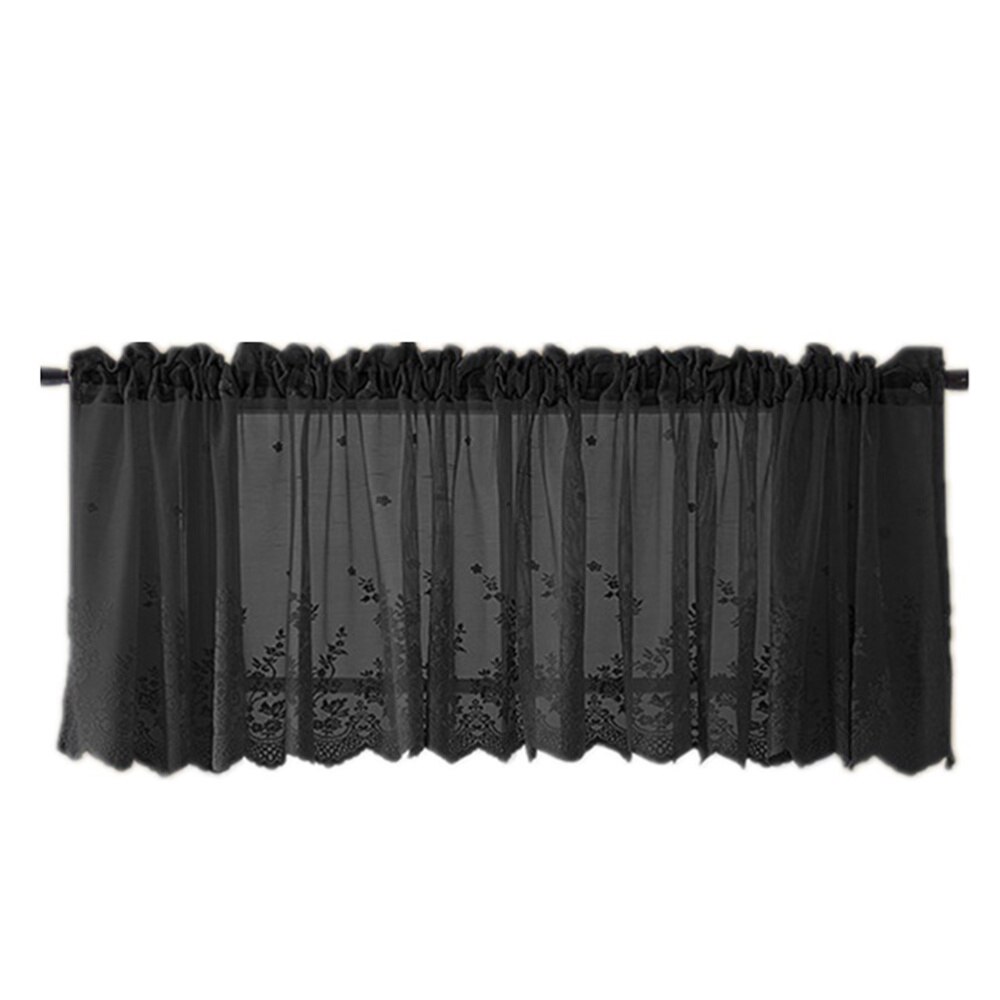 1Pc Korte Gordijn Decoratieve Geventileerde Half Gordijn Gordijn Voor Balkon Keuken: Black / Size 2