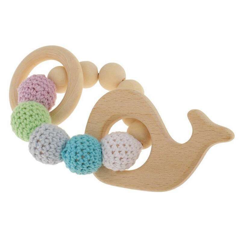 2pz di Legno Educativi Giocattoli per Bambini Sonaglio Giocattolo Del bambino Dentizione Accessori multicolore - balena & Cuore