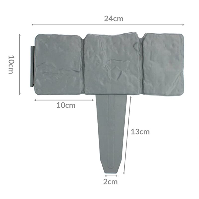 10/20Stck Grau Nachahmung Stein Gartenzaun Garten Einfassung Block Blume Bett Grenze Anlage Grenze Kunststoff Rasen Kanten erdung