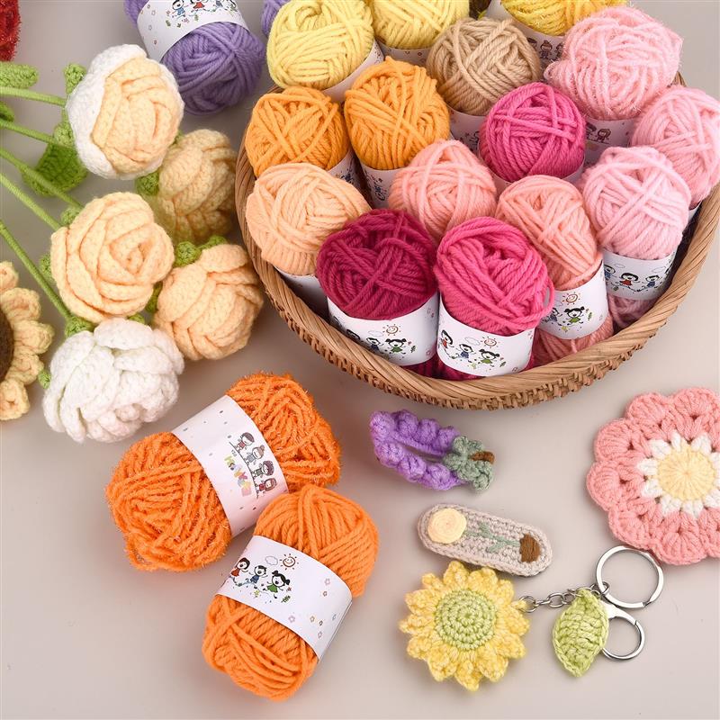 12 colores/juego de hilo suave de buena , hilo para tejer a mano, hilos de lana de algodón suaves y cálidos para manualidades, hilo de ganchillo hecho a mano