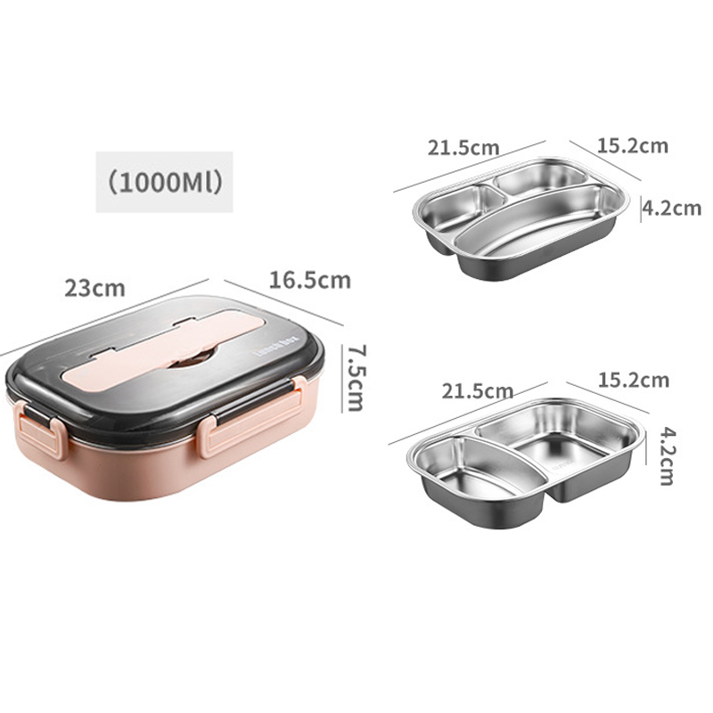 Insulated Lunch Box Kitchen Food Container Compartment Leakproof Stainless Steel Lunch Container With Spoons Chopsticks