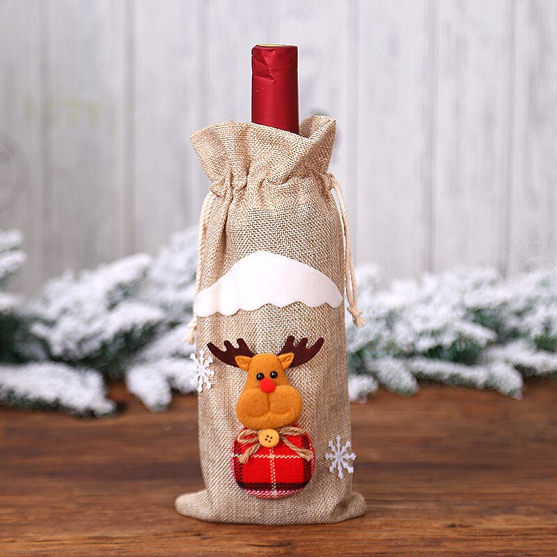 Christmas theme Bottle Wine Cover Bag,Snow Man Wine Bottle Wrapper Xmas Home Decor: 17