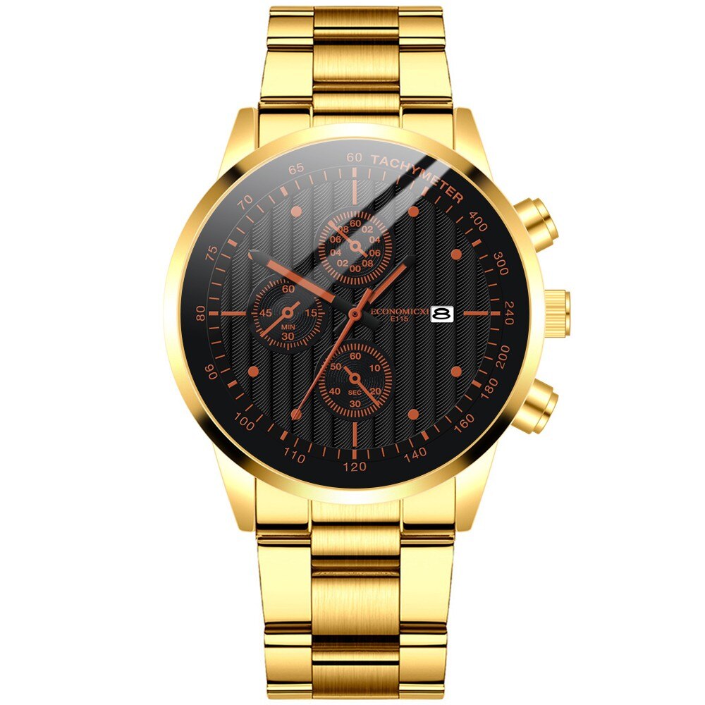 Mannen Horloges Mode Eenvoudige Zwart Blauw Goud Luxe Holle Stalen Mechanische Horloge Mannelijke Klok Decoratie Business Retro: D