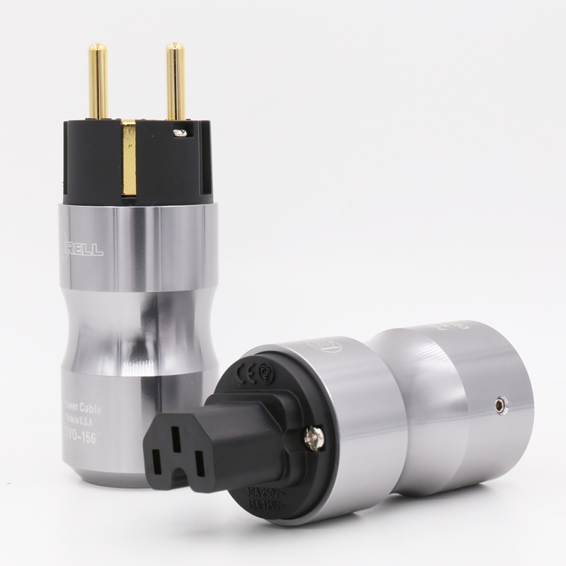 Krell 24K Gold Plated Europe Standard Male Mains AC Power Plug Audio HIFI European Female Power Supply Socket: Orange