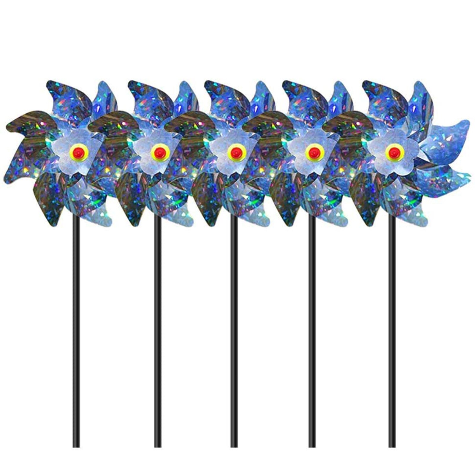 5Pcs Tuin Windmolen Outdoor Vogel Proofing Apparaat Repeller Schrikken Magic Apparaat Wind Spinners Reflecterende Sparkly Gazon Decoratie