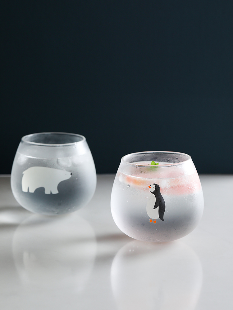Gobelet de dessin animé verre de bureau | Maison, créative série arctique en borosilicate élevé, boire au bureau, thé eau café tasse de bière