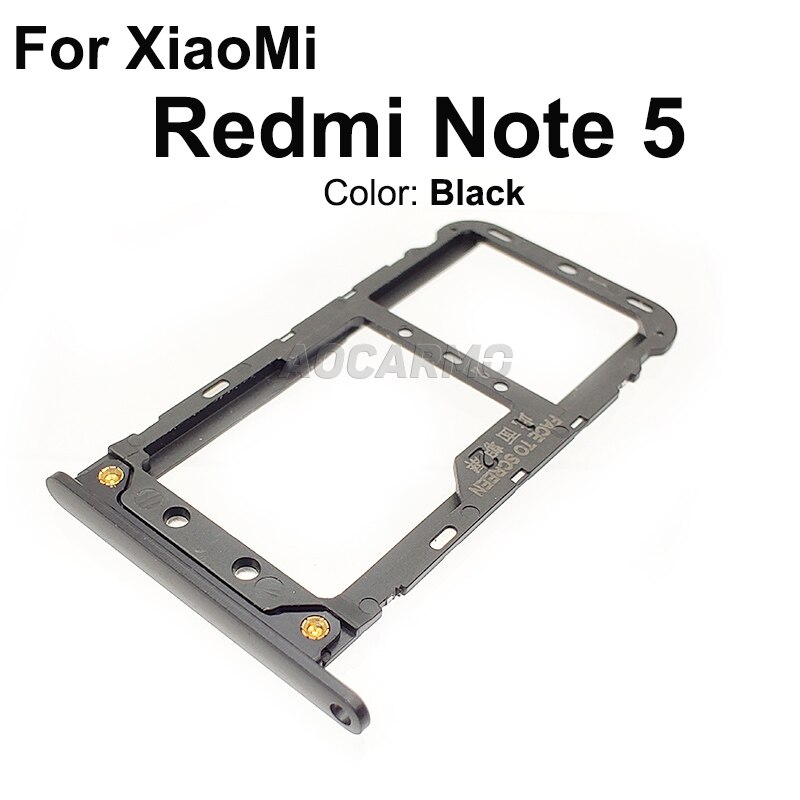 Aocarmo Für XiaoMi Redmi Hinweis 5 5A Metall Kunststoff Nano Sim Karte Tablett MicroSD Slot Halfter Ersatz Teil: Hinweis 5 -- Schwarz