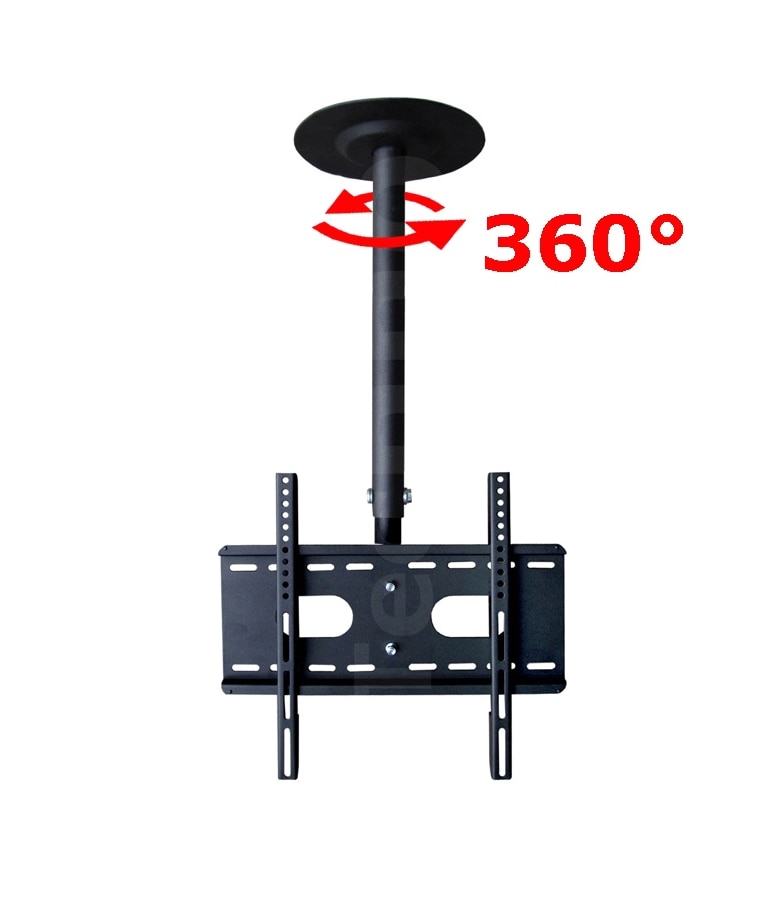 360 Degree 60-2000mm Height Adjustable 37"-50" Ceiling TV Mount Bracket LED LCD Monitor Holder Max. VESA 400X400mm Load 25kgs