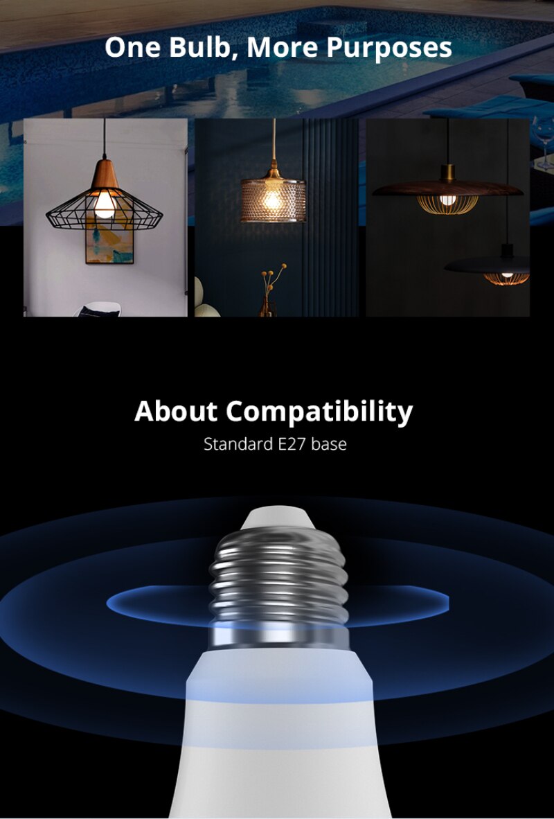 SONOFF-bombilla LED inteligente para el hogar, Bombilla inteligente con WiFi, RGB, frío y cálido, funciona con SONOFF, DW2-Wi-Fi, Sensor de puerta, Alexa y Google Home