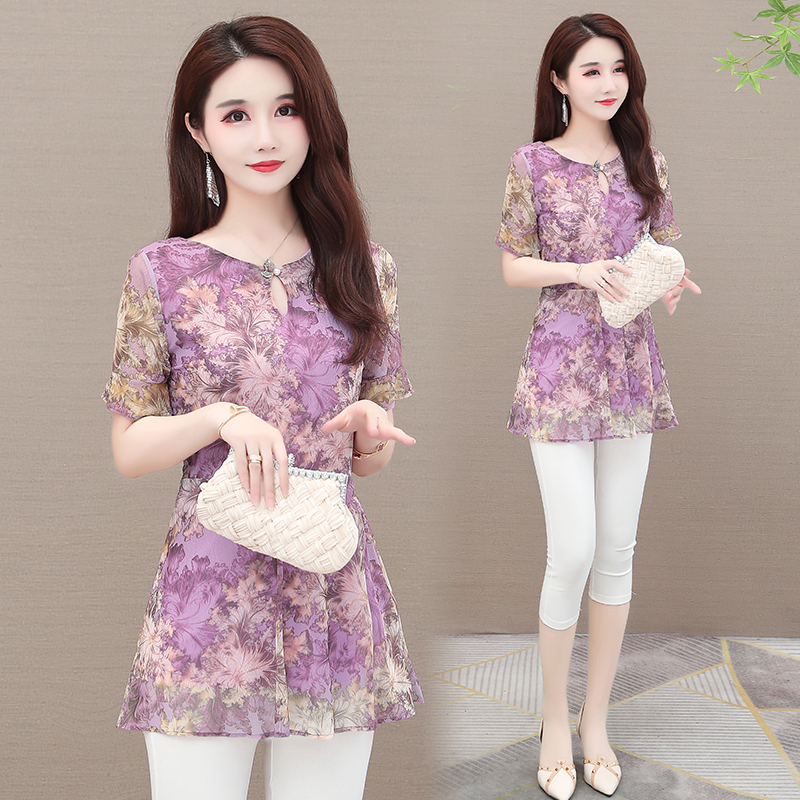 Sommertøj 5xl 4xl 3xl toppe bluser til kvinder grøn sommer blomsterprint tunika lang skjorte afslappet mave peplum bluser