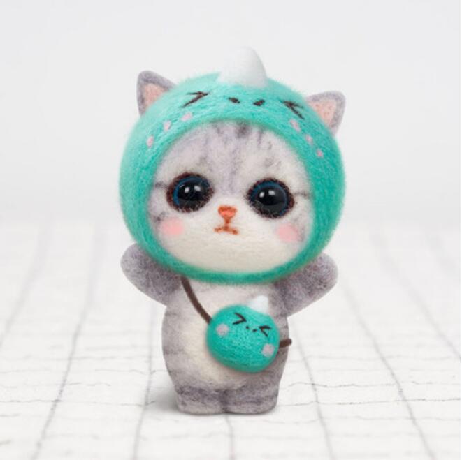 PUSSYCAT. wool needlepoint kit wool felt needle felting decoration craft needlecraft DIY ha: Q