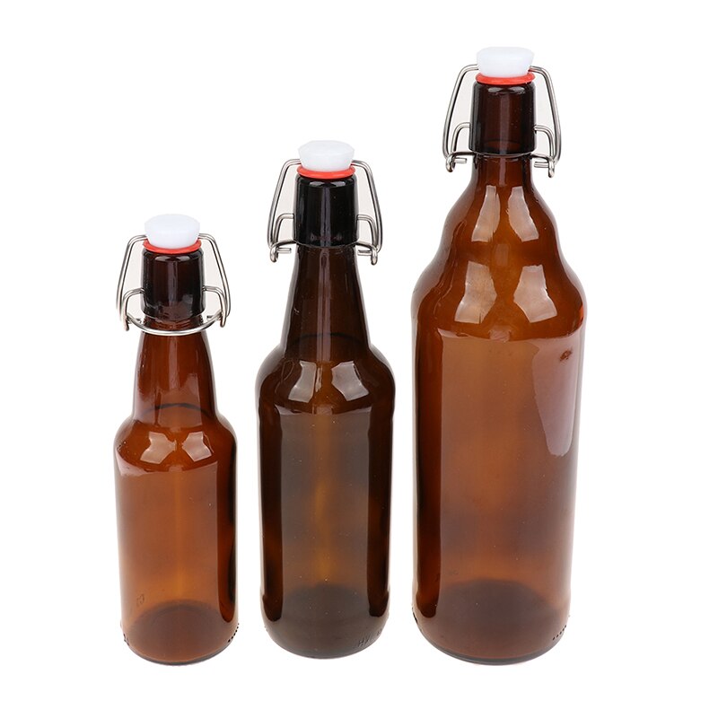 Botellas de cerveza de vidrio ámbar para elaboración casera con tapas abatibles, 330/500/1000ml