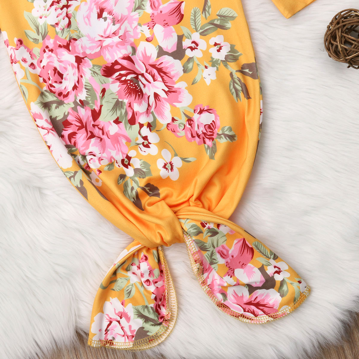Neue Nette Neugeborene Baby Floral Kuscheln Swaddling Wrap Gelb Decke Schlaf Komfort Swaddle 3 stücke