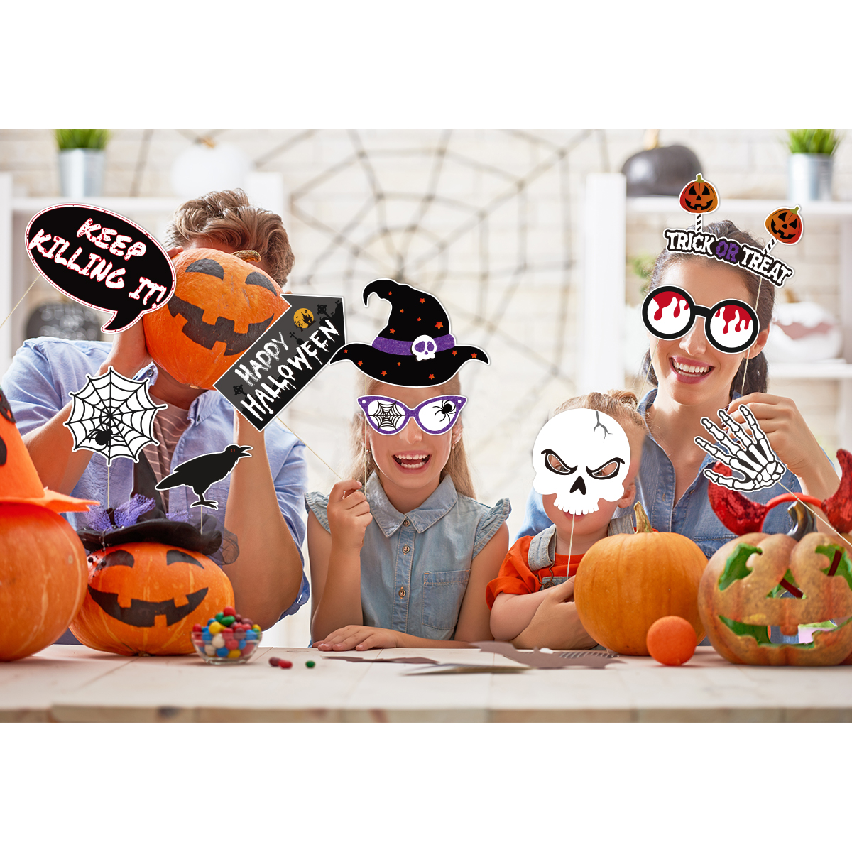 Amosfun 20PCS Halloween Party Photo Booth Accessory Camera Film Shooting Props Party Supplies