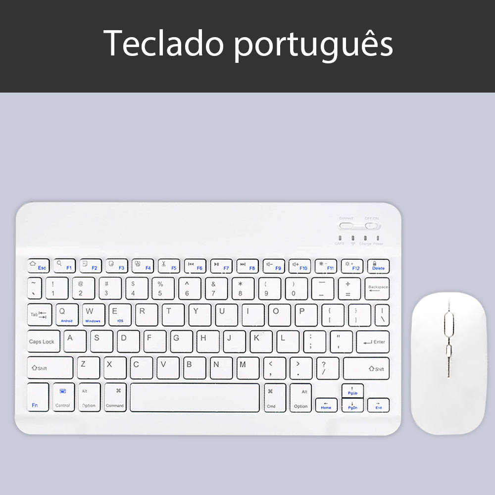 Für Android Ios Windows Bluetooth Wireless Tastatur Weiß Extra lange Standby-Tablet-Tastatur und Maus mit One-Click-Schalter: YELLOW