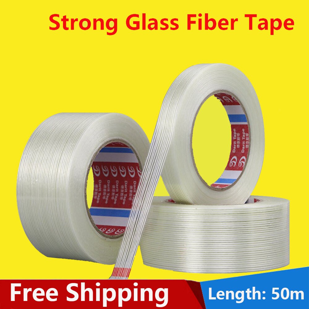 Glass Fiber Tape Strong Transparent Glass Fiber Stripe Tape Striped Fiber Adhesive Home Appliance Bundled Fixed Adhesive Tape