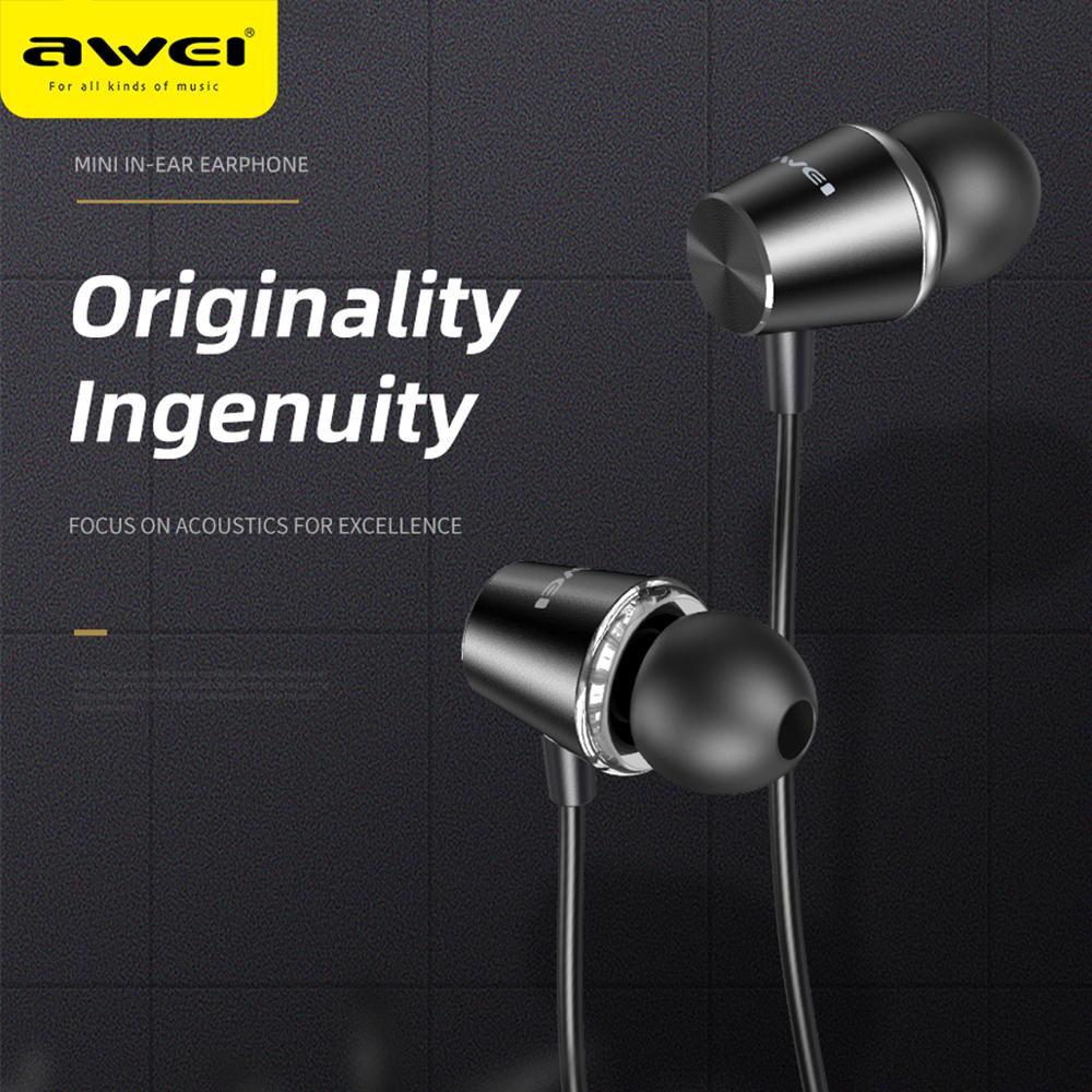 Awei 3.5mm kabelgebundene kopfhörer mit bass, ohrhörer, stereo-kopfhörer, musik-sport-gaming-headset, in-ear-kopfhörer, surround-hifi-stereo