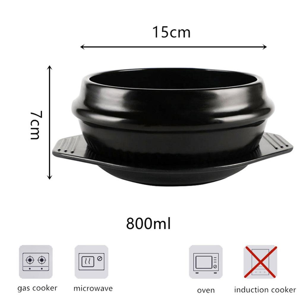 Korean Ceramic Bowl Korean Dolsot for Bibimbap Soup and Other Food with Tray Pig Ceramic Pot Korean Pot Stone Bowl Cooking Pot: 800ml