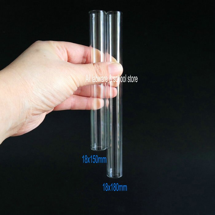 50pcs DIA 12/13/15/18mm Clear glass Test Tubes flat bottom test trial tube for Office School Chemistry Supplies
