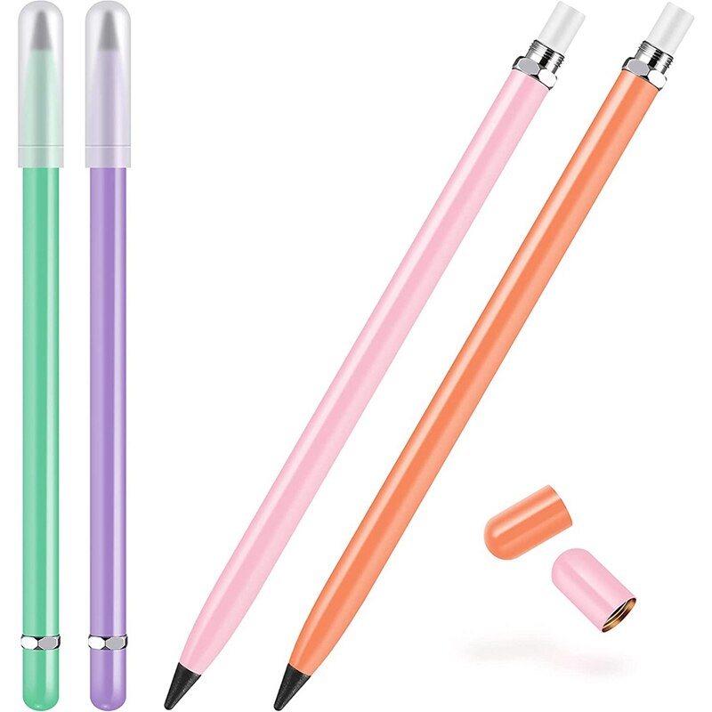 4 Pieces Metal Inkless Pen Metal No Ink Pencil Infinite Metallic Write Pen Metallic Erasable Pen for Kids and Adults: Dark Khaki