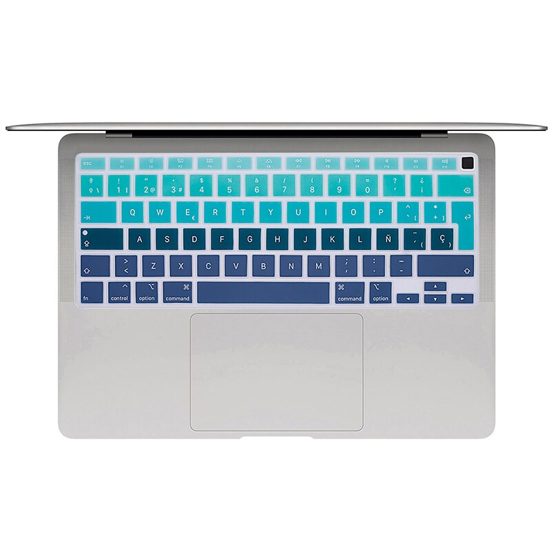 For MacBook Air 13 Keyboard Cover EU Spanish Keypad Protector Skin for Mac Book Air 13 with touch bar ID A2179 Ombre: Ombre green