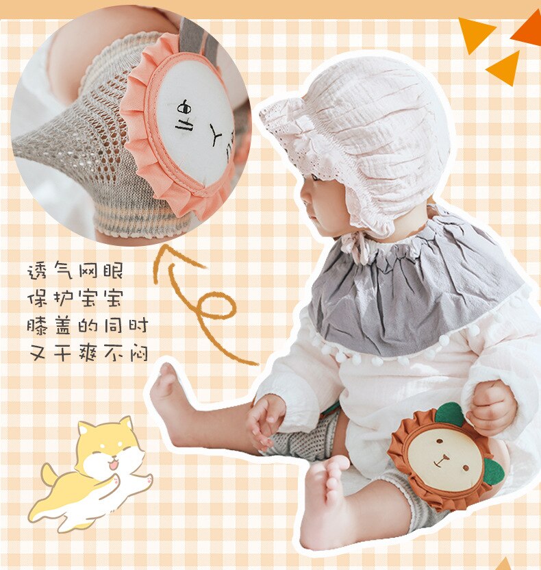 1-5T Baby Knieschijf Patroon Bunny/Puppy/Leeuw Zomer Kinderen Katoen Knie Pad Baby Kruipen knie Pads Mesh Ademende Protector