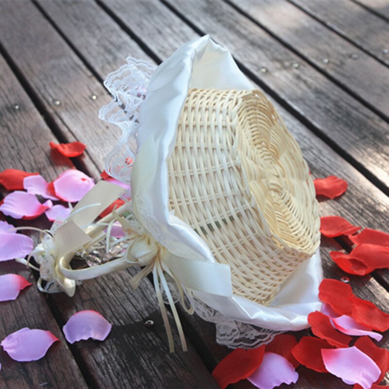 Ros spets blomma tjej korg! bröllop kronblad dekoration bröllop ceremoni festtillbehör