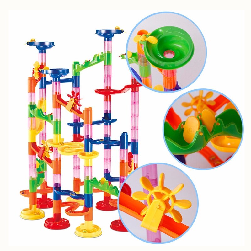 Marble Race Run Maze Balls Track DIY Construction Building Blocks Funnel Slide Big Building Brick