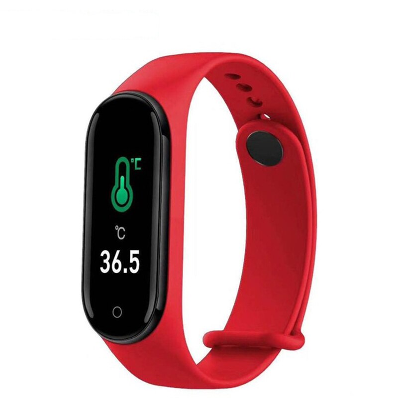 Verbeterde Lichaamstemperatuur Smart Armband Polsband Met Hartslagmeter Ultralight Stappenteller Alarm Fitness Smart Band: Rood