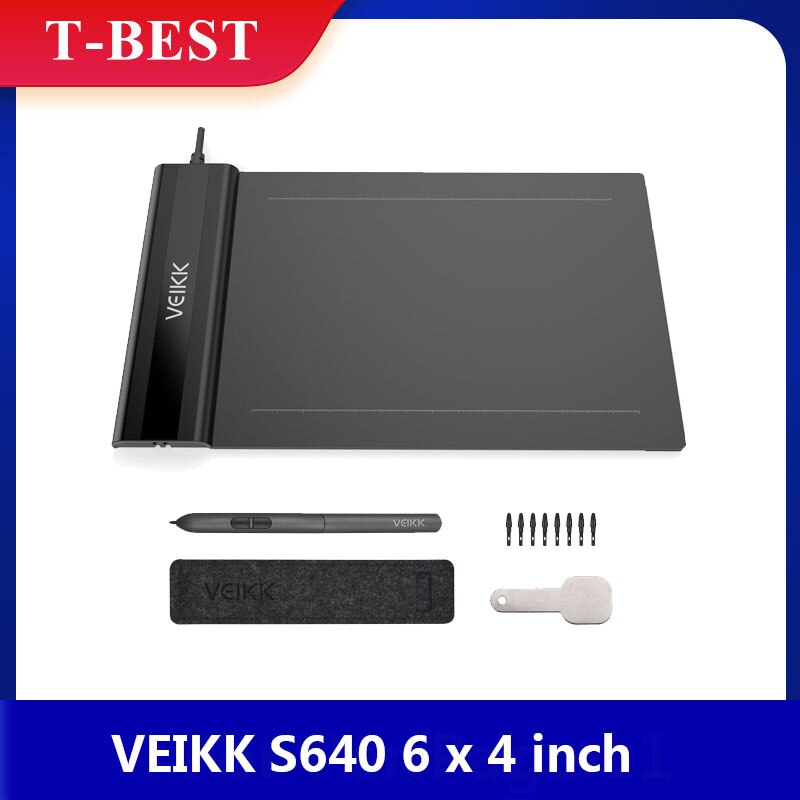 VEIKK S640 graphic Pen tablet 6 x 4 inch Ultra Thin OSU Digital Drawing Tablet with Battery-Free Pen 8192 Levels Pressure