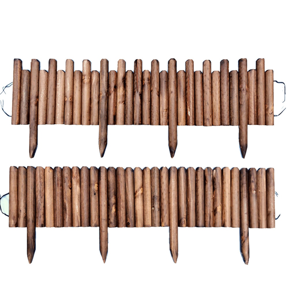 Valla enrollable de madera con pinchos, fácil de conectar, resistente a la corrosión, para camas de flores, caminos de césped inteligentes