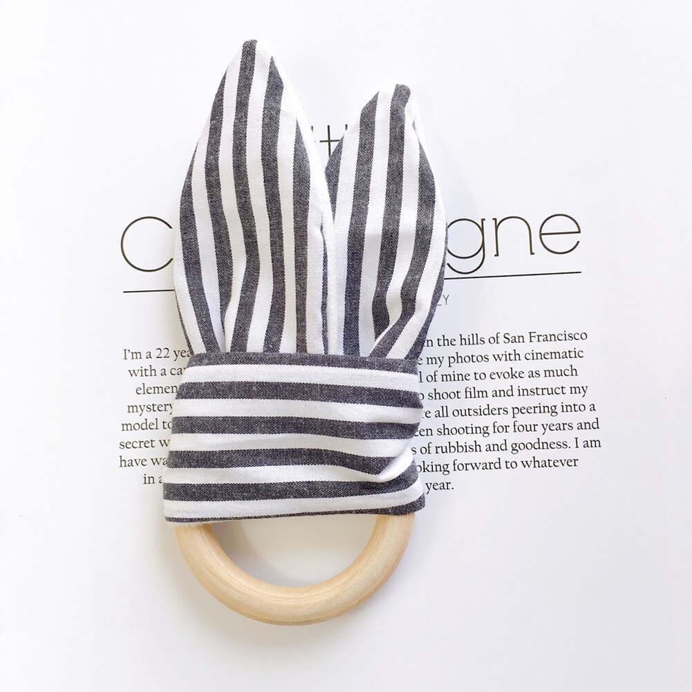 1Pcs Baby Bijtring Houten Ring Baby Bunny Oor Bijtring Kinderziektes Speelgoed Veilig Rustgevende Chew Douche Dental Oefening Speelgoed